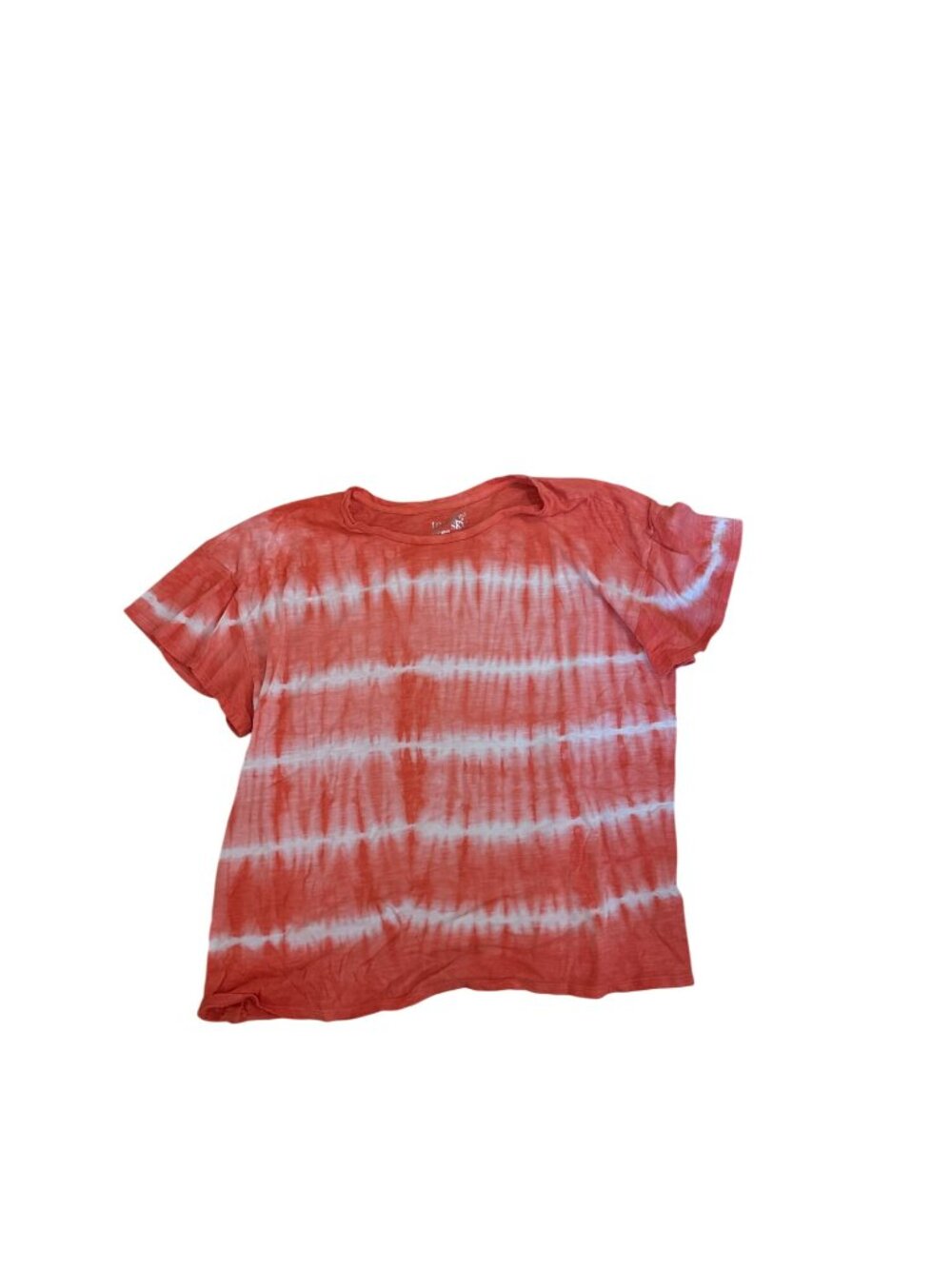 Terra & Sky Womens Top T-Shirt 1X Tie-Dye Short Sleeve Orange White Casual